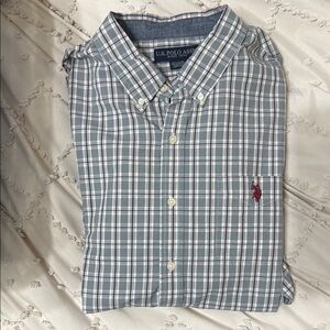 U.S. Polo Assn. Men's Long Sleeve Blue Plaid Shirt